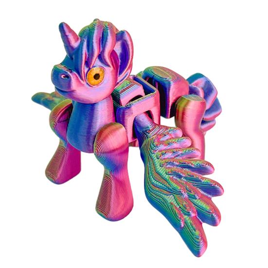3D-gedruckte fliegendes Pferd Figur Bewegliche Gelenke Geflügeltes Pony Statue Stressabbau Fidget Spielzeug Pädagogisches Tiermodell Dekoration Ornament