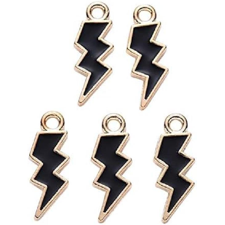 DanLingJewelry 100pcs Red Enamel Cherry Alloy Charms - Gold Plated Mini Fruit Dangle Charms for Crafts Supplies 100 pcs - Black Flash