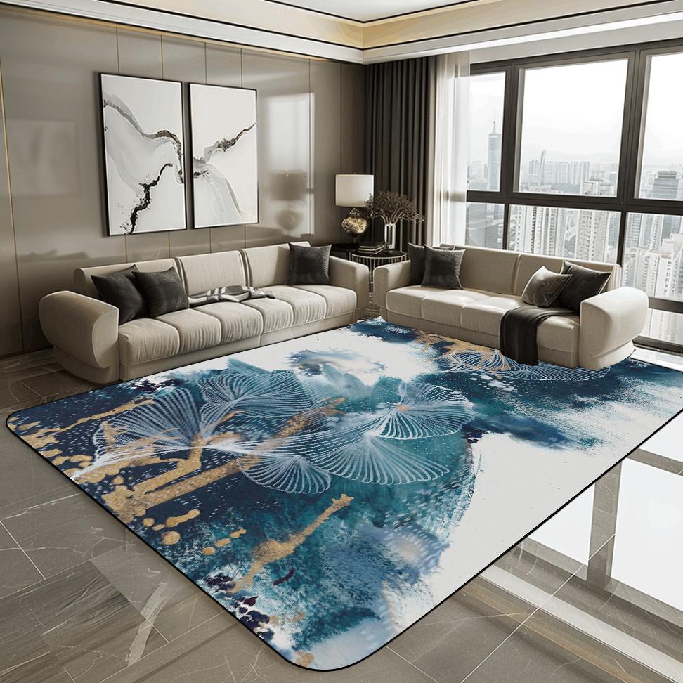 Covor Modern 3D pentru Living, Luxos, cu Decorațiune Aurie, Covoraș de Podea pentru Hol, Zona Sofa, Covor Abstract, Dormitor, Dressing, Covor Moale, Antiderapant