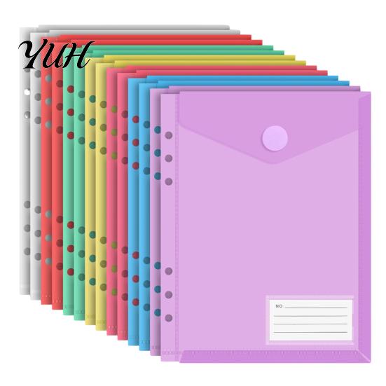 Dustproof Document Holder Clear Poly Envelope Binders Pocket Insert with Hook And Loop Closure, Plastic Project Organizer Documents File Folders Label
