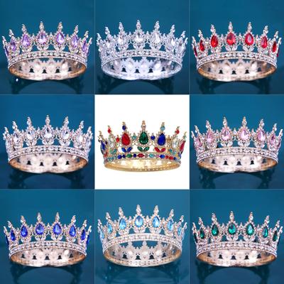 Tiaras e Coroas de Cristal Barroco Strass Baile Diadema Faixa de Cabelo Coroa Nupcial Acessórios de Cabelo de Casamento Joias Coroa Tiara Presente