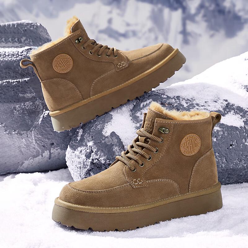 HAUT TON Men's Retro Winter Lace-up Boots