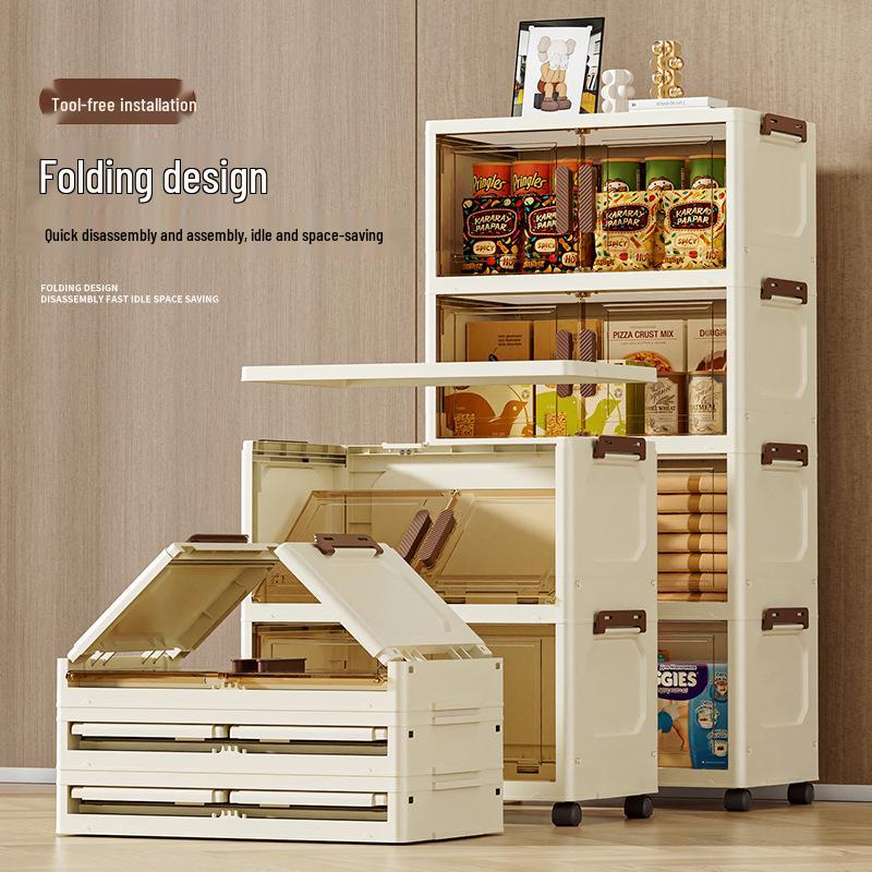 Foldable Multi-layer Storage Cabinet: No-Install Wardrobe for Living Room, Toys, Snacks
