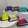Trendy Jelly Handbag Fashion Letter Small Square Bag Transparent Jelly Bag Single Shoulder Handbag Simple Adjustable Strap Crossbody Bag