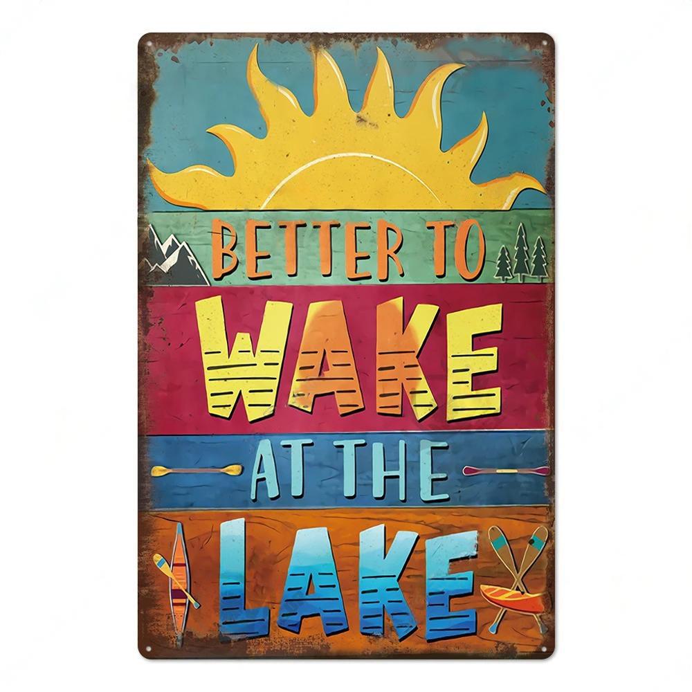 Lake House Posters Vintage Metal Tin Signs Decor Rustic Plaque Metal Plate Wall Art Decor for Living Room