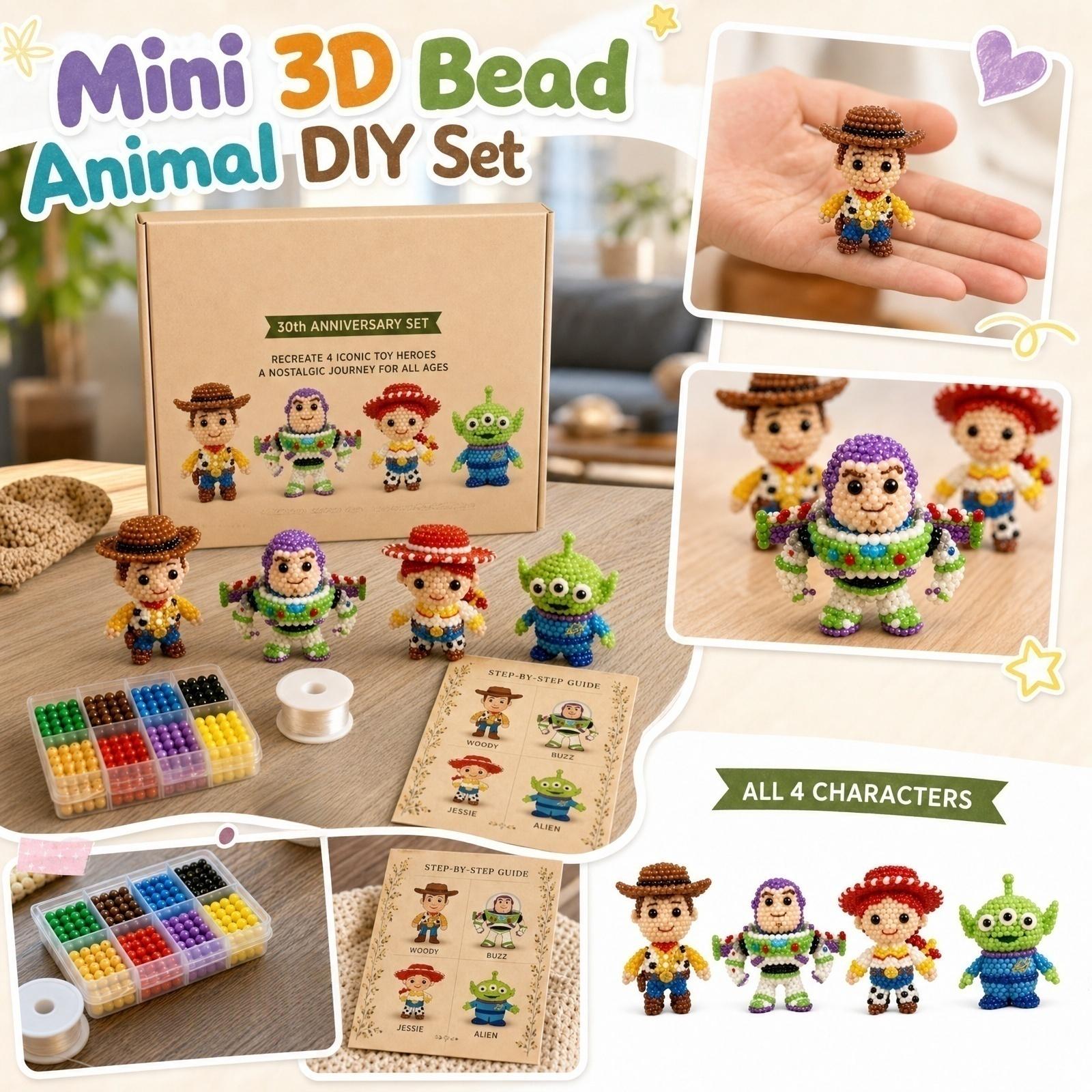 DIY Bead Craft Kit for Creating Iconic Toy Characters Includes Beads Thread and Instruction Guide Suitable for All Ages Creative Handmade Set one size красный