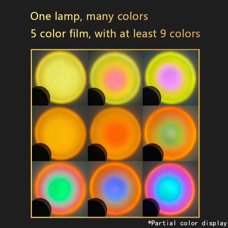 Modern Rechargeable LED Floor Lamp with Rainbow Sunset Sunrise Night Light Projector for Living Room Background Decoration