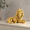 Gilded Lion Ornament Golden Lying Resin Figurine, 3D Printed Recumbent Statue, Decorative Animal Sculpture for Office Desk Bookshelf Wine Cabinet