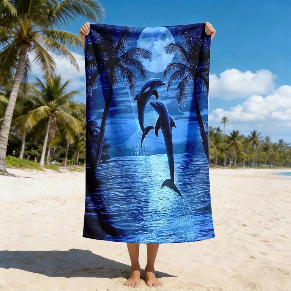 1 peça Coleção de Toalhas de Praia Vibes de Verão: Mantas de Praia Estampadas Fofas e Estilosas de Secagem Rápida