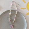 Summer Fashion Dopamine Candy Color Flowers Bow Tie Heart Star Pendant String Beads Necklace for Women Cute Collar Chain Jewelry