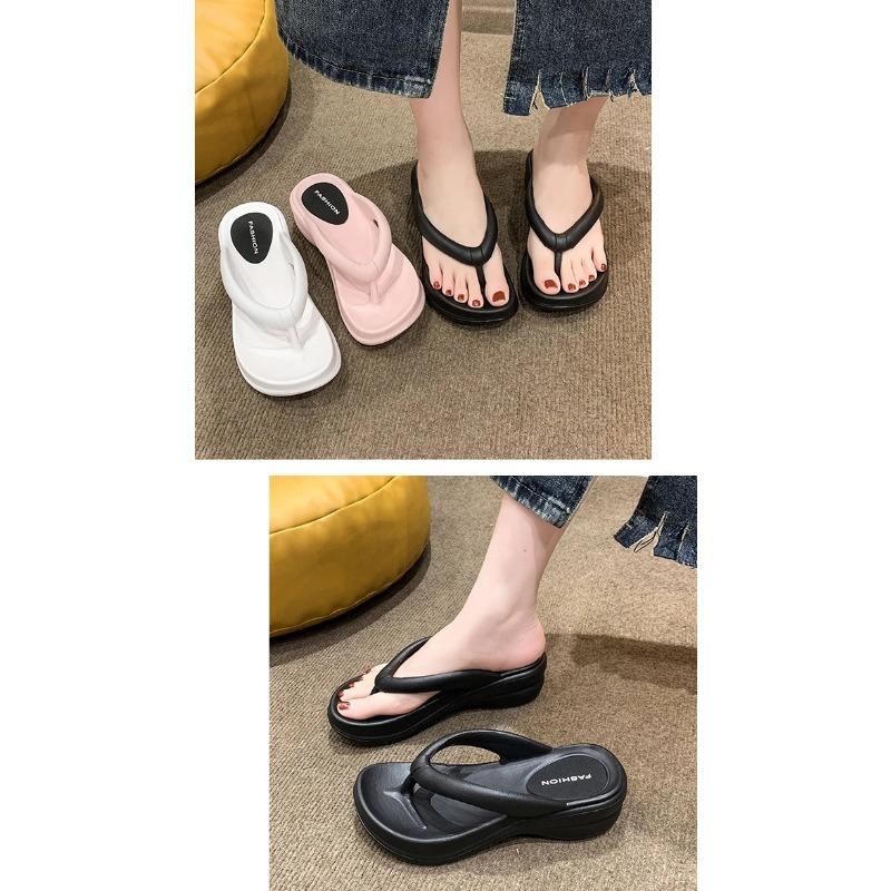 Soleist Thick Sole Wedges Flip Flops for Women 2025 Summer Non-slip Platform Sandals Woman Beach Slippers Girls Outdoor Flip Flops