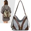 Damen Stilvoller Dual-Use Crossbody-Rucksack & Hobo-Tasche Kontrastbesatz Multifunktionale Schultertasche