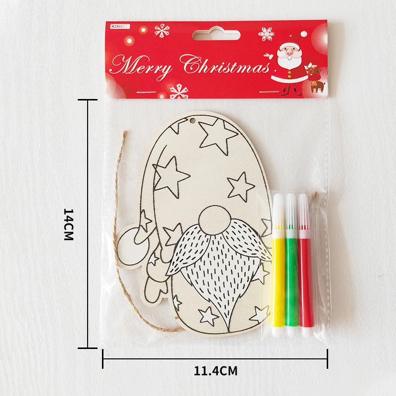 Christmas DIY Cartoon Wooden Easel: Creative Colorful Doodle Board Hanging Decoration