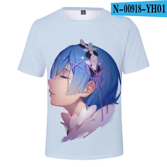 Re Zero 3D potištěné tričko s krátkým rukávem pro léto Muži Ženy Kreslené oblečení Rem a Ram Japonská anime košile Trička