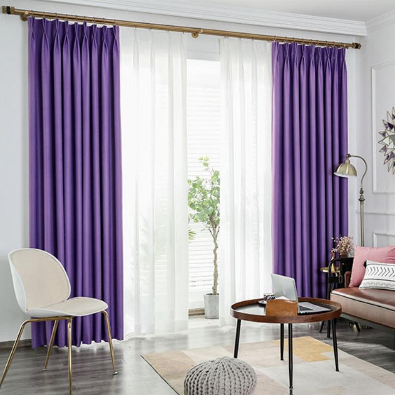 Modern Darkening Blackout Curtains Room High Density Weave Solid Color Simple Design For Bedroom Living Room