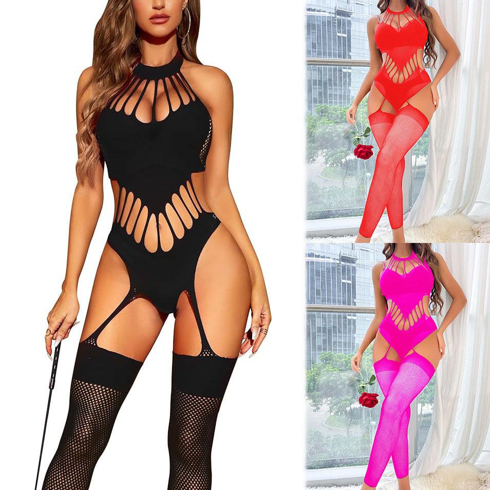 Dámské síťované body Bodystocking Spodní prádlo pro ženy Sexy punčochové kalhoty