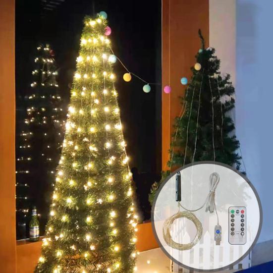 2026 Christmas Tree Waterfall Lights 8 Modes Cascading LED Fairy String Lights with Timer Waterproof for Indoor Outdoor Decor