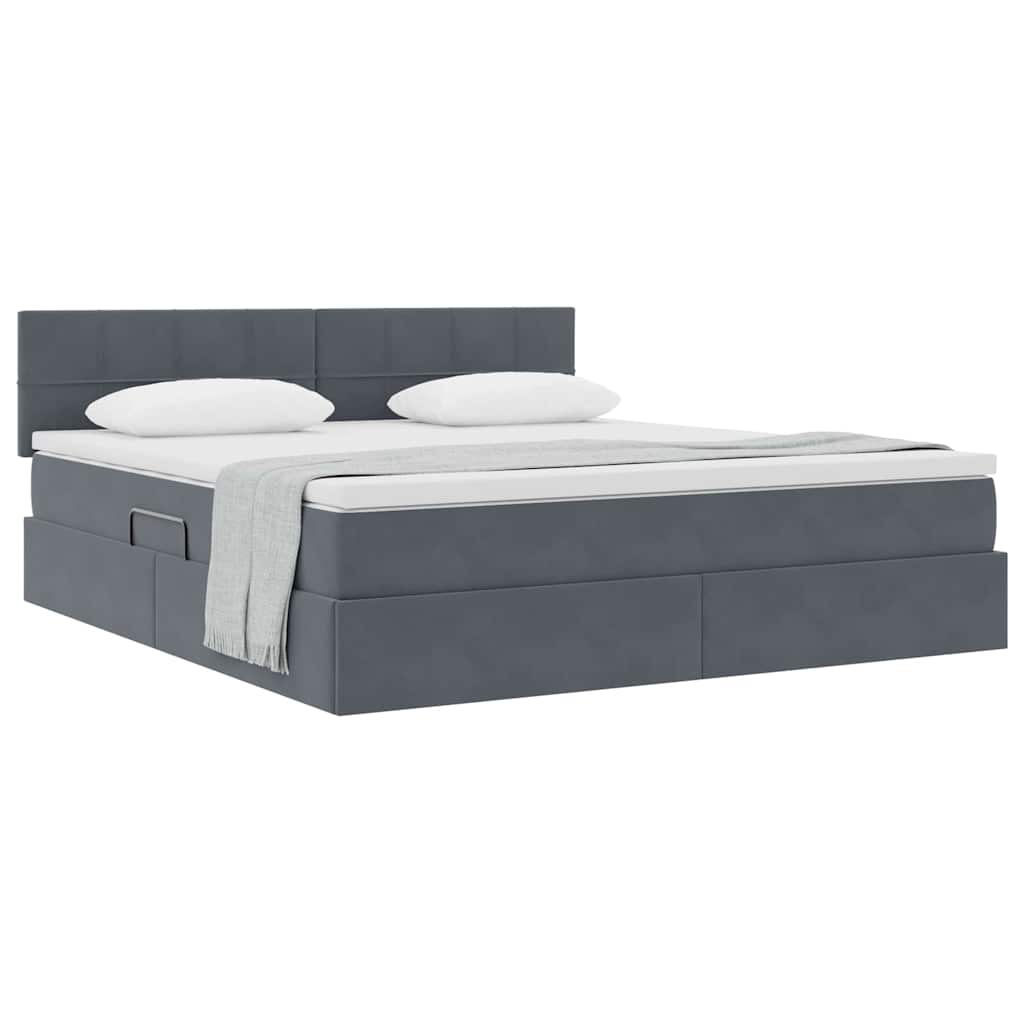 Storage Bed with Mattress Dark Gray 160 x 200 cm Velvet