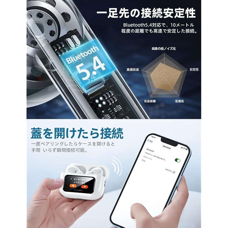 Earphones Bluetooth Wireless Earphones [industry's First Multi-functional Touch screen/ANC Earphones] Bluetooth Earphones Noise Canceling AIFENG