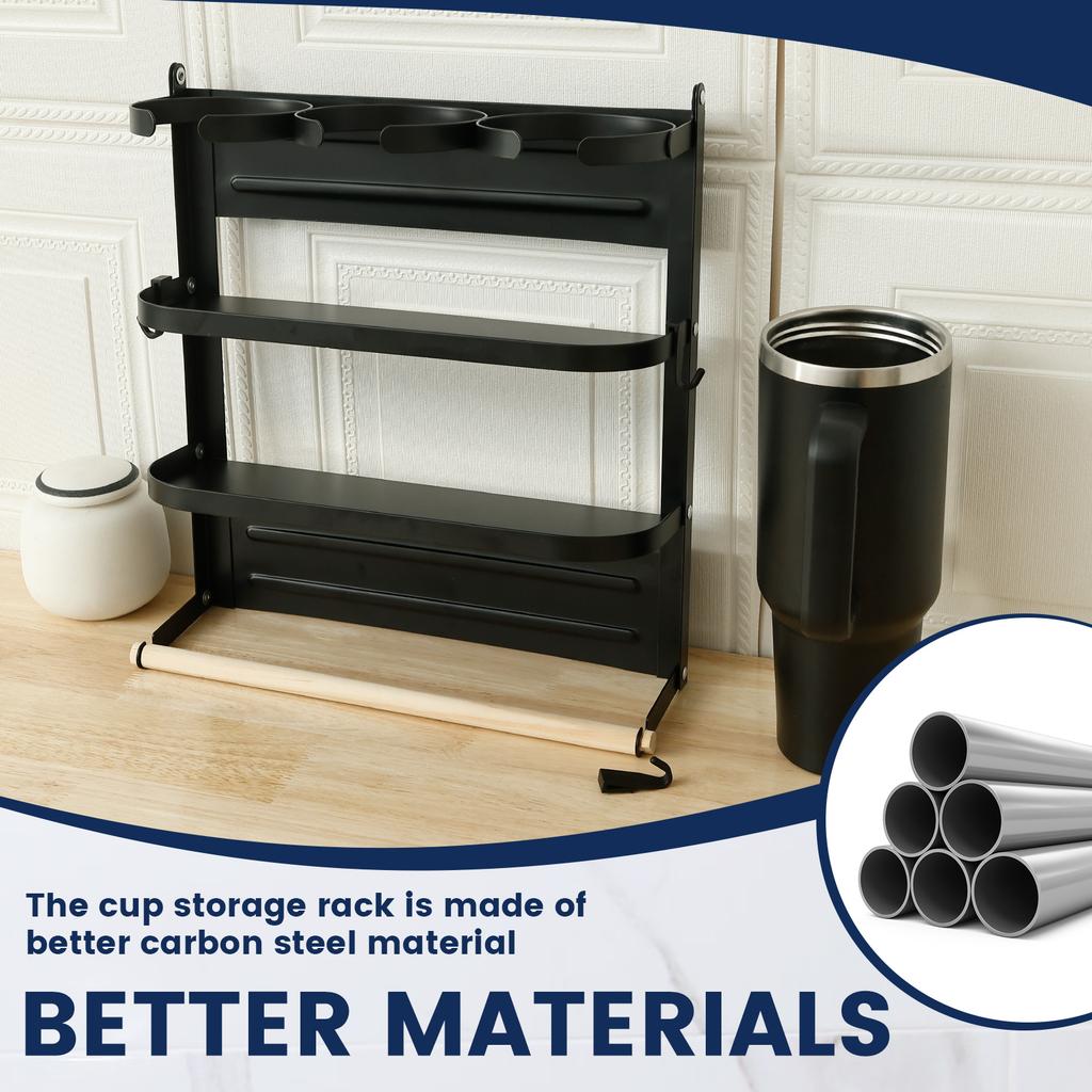 Magnetic Water Bottle Storage Rack Multifunctional Tumbler Holder Carbon Steel Water Cup Holder Organizer For Stanley Cup