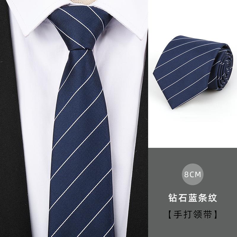 Tie Men'S Dress Business Handsome Blue Strip Zipper Professional Wedding Groom Korean Version Zipper Hand Tie