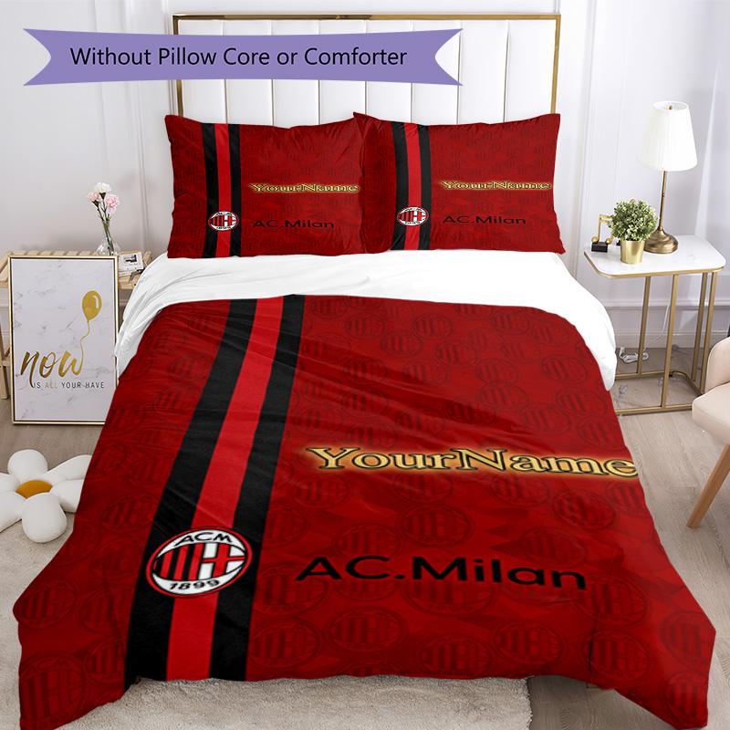 Ac Milan Personalizza il tuo nome Set Biancheria da Letto Copripiumino Traspirante con Federe Decorazione per la Casa Regalo di Compleanno