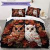 owl Pattern Bedding uilt Set uilt Cover Pillowcase Home Decoration Birthday Gift (1 * duvet cover + 2 * pillowcase  without core)66