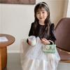 Stylish Lace Princess Mini Pearl Handheld Purse For Girls With Floral Patterns And Breathable Polyester