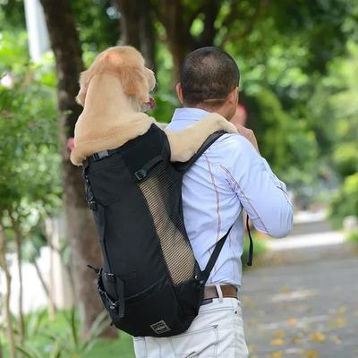 Durable Large Dog Carrier Backpack-Breathable Adjustable Outdoor Bag Practical Hiking Pet Supplies for Golden Retriever Bulldog