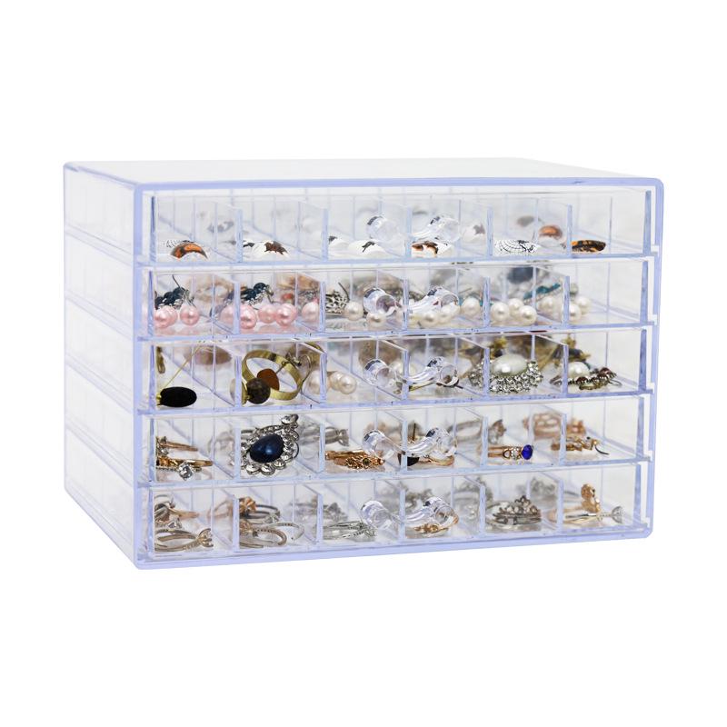 Clear 5-Layer Jewelry & Nail Art Organizer Box with 120 Compartments