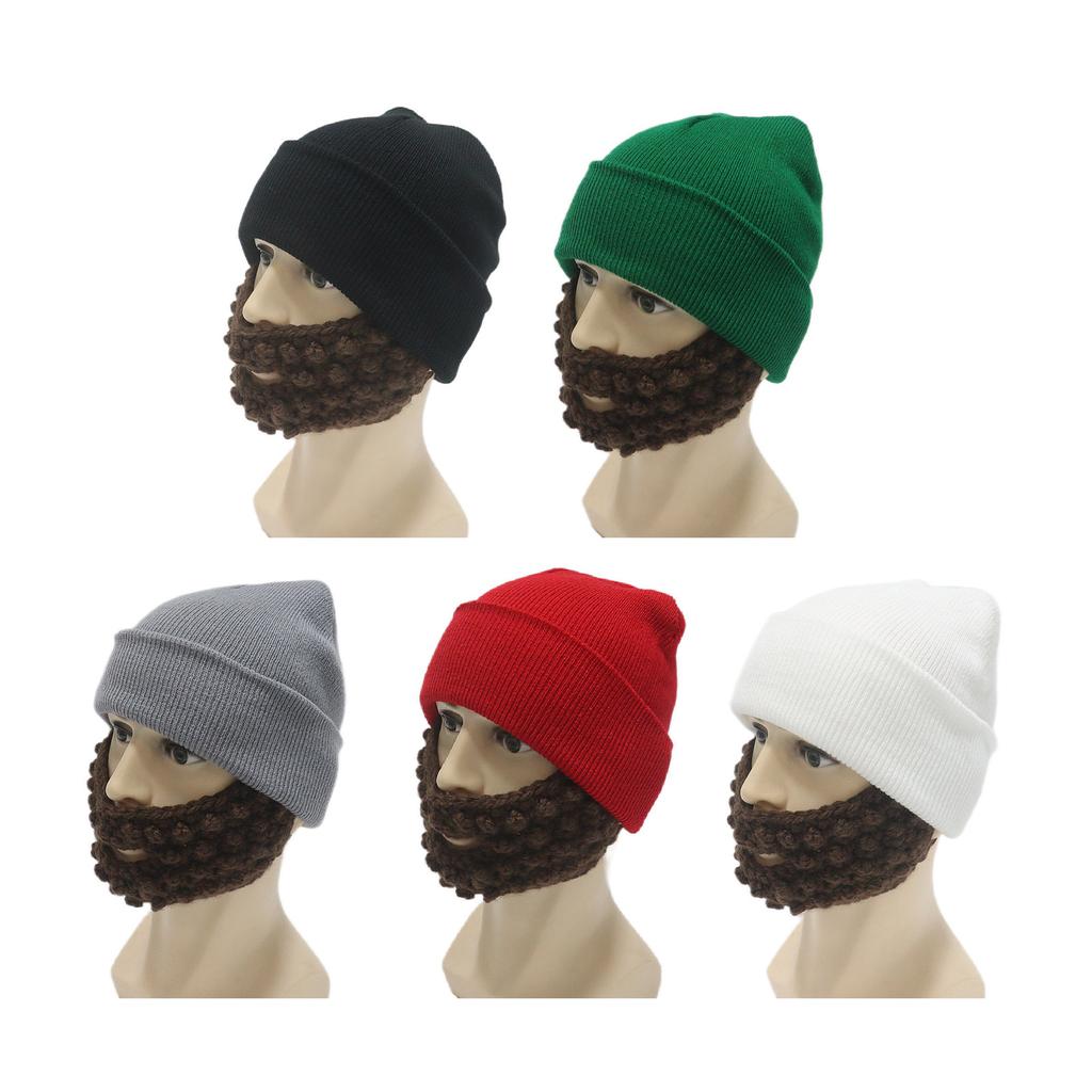 Funny Men Women Knit Bearded Hats Handmade Wig Winter Warm Ski Mask Beanie Christmas Halloween Caps