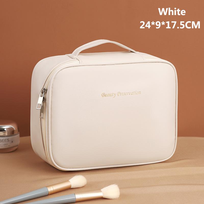 PU Large Capacity Women Tote Makeup Bag Portable Travel Organizer Tolietry Cosmetic Storage Bag Ladies Double Layer Pouch