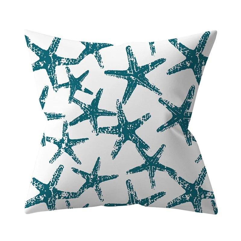 45x45cm Blue Green Leaf Floral Plant Geometric Pillow Cover Sofa Seat Office Lumbar Cushion   Home Decor