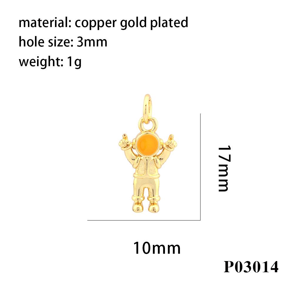 18K Gold Plated Astronaut Pendant Necklace with Drip Oil and Micro-Inlay Design