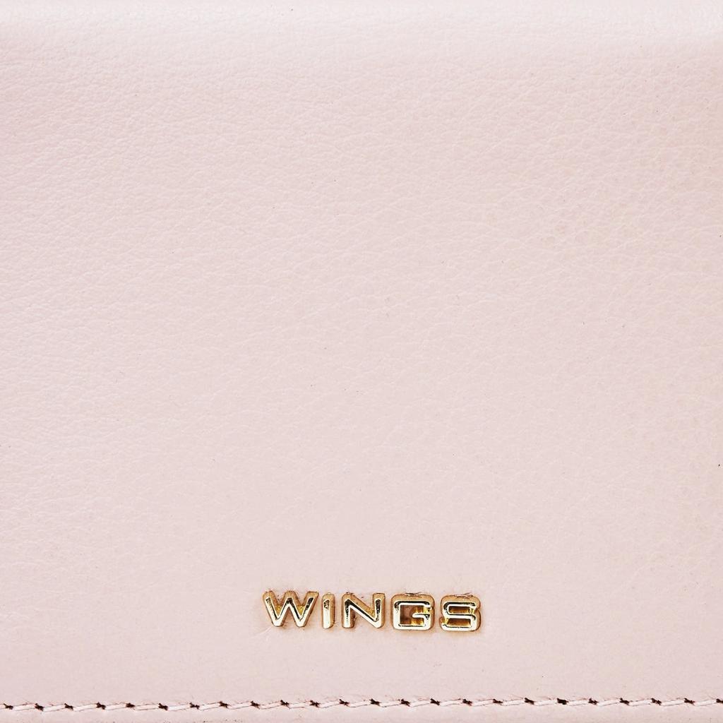 Small Women' Wings Wallet Made of Natural Leather Pink