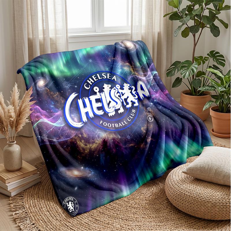 Chelsea FC Theme Blanket Soft Flannel Blanket Plush Throw Blanket Cozy Sofa Bed Blanket for Home Decor