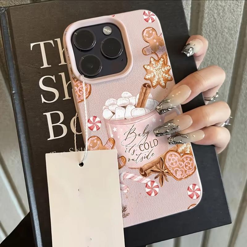 Christmas Hot Drink Dessert Gingerbread Snowflake Phone Case For iPhone 17 Pro Max 16 15 14 13 12 11 XS X XR 16 Plus 17Air Cover