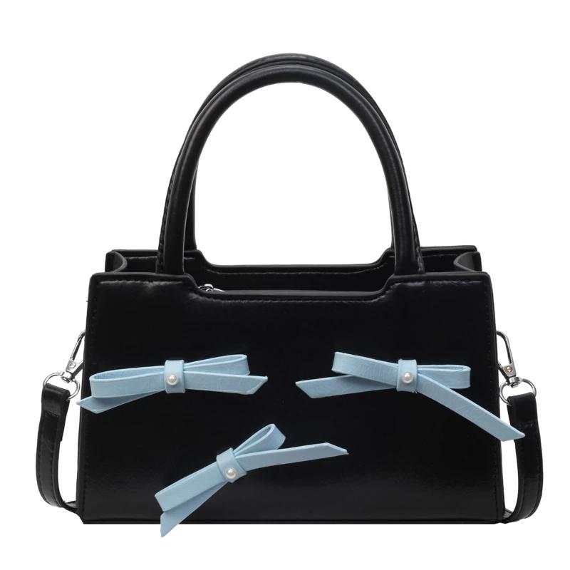 Monochromatic PU shoulder bag for women  high-end arc  fashion pearl  crossbody bag
