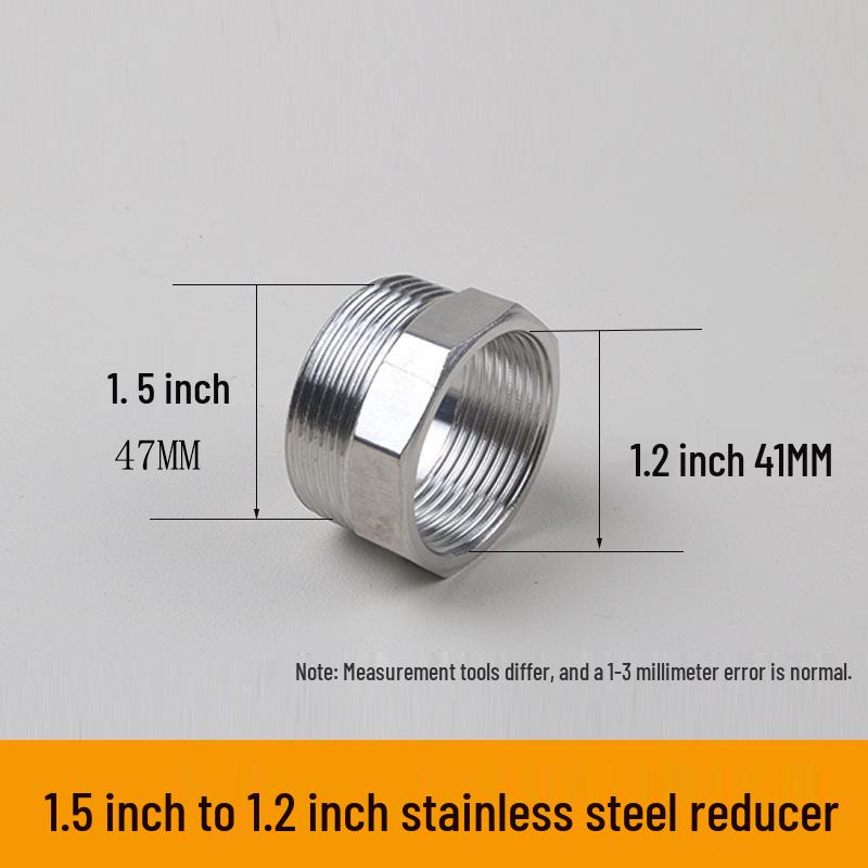 304 Stainless Steel Reducing Nipple, Male/Female, Thickened, 6-Point to 4-Point, 4-Point to M14 Pressure Gauge Adapter
