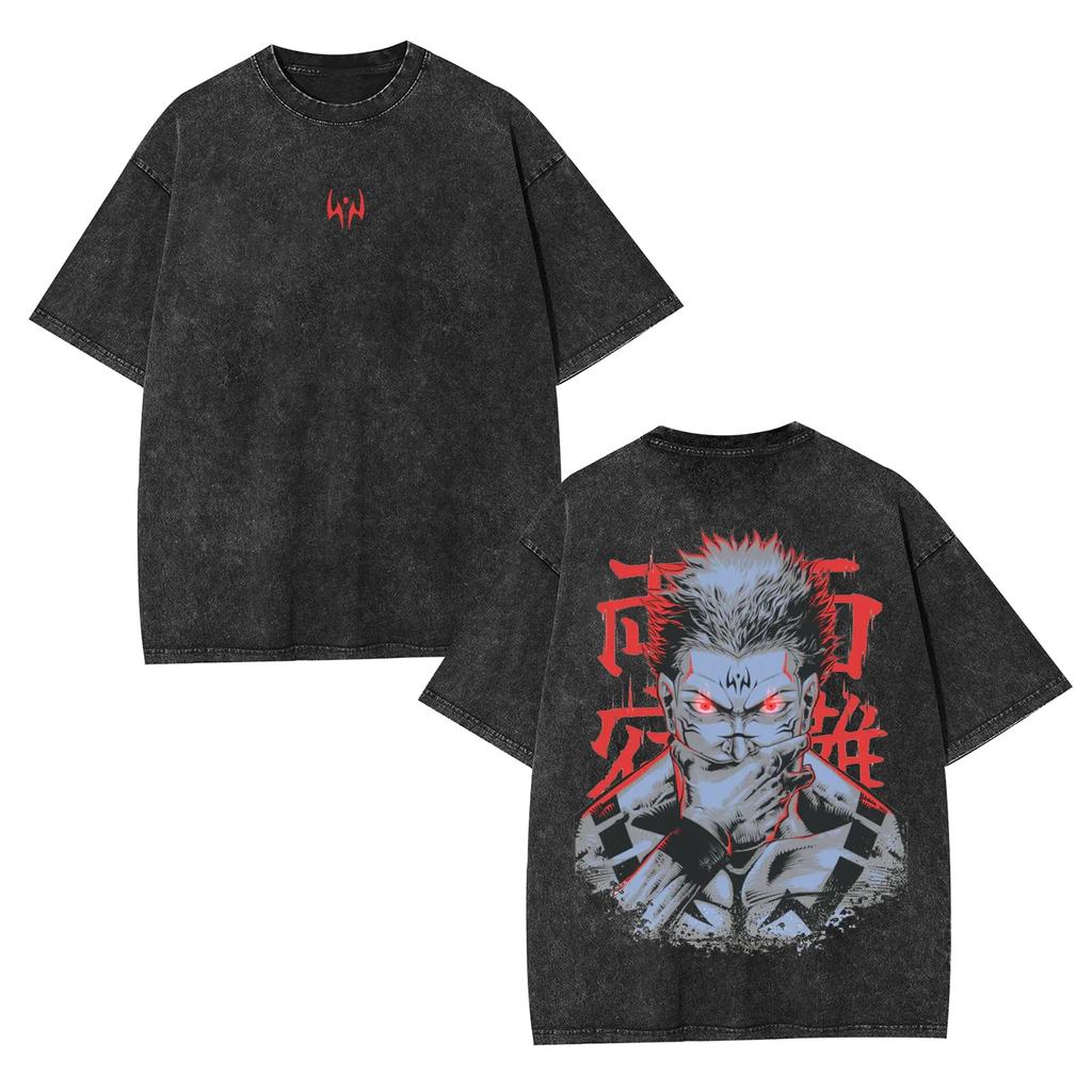 Jujutsu Kaisen Ryomen Sukuna Manga Vintage T-shirt Harajuku Casaul T Shirt Men Women Clothing Oversized 100% Cotton Tees Tops