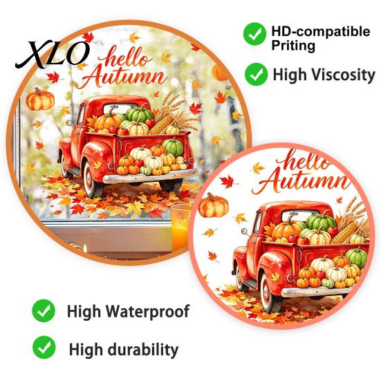Static Cling Decorations Autumn Harvest Window Clings, Decorative Glass Sticker for Thanksgiving Home Shop Festive Clings Decor, Removable PVC