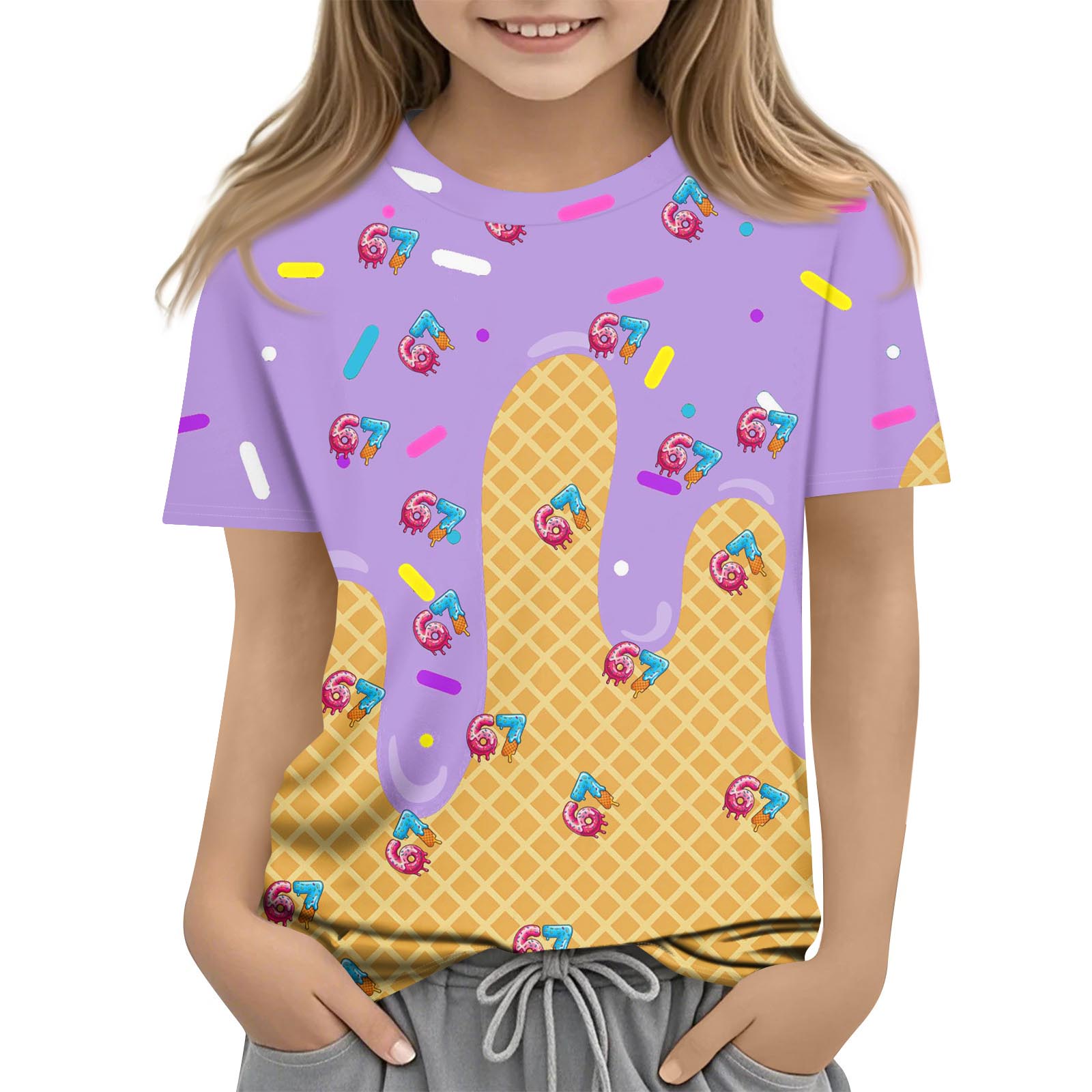 

Toddler Girl Boy T,Shirts Kids Top Boys And Girls Printed Short Sleeved T,shirt 150 фіолетовий