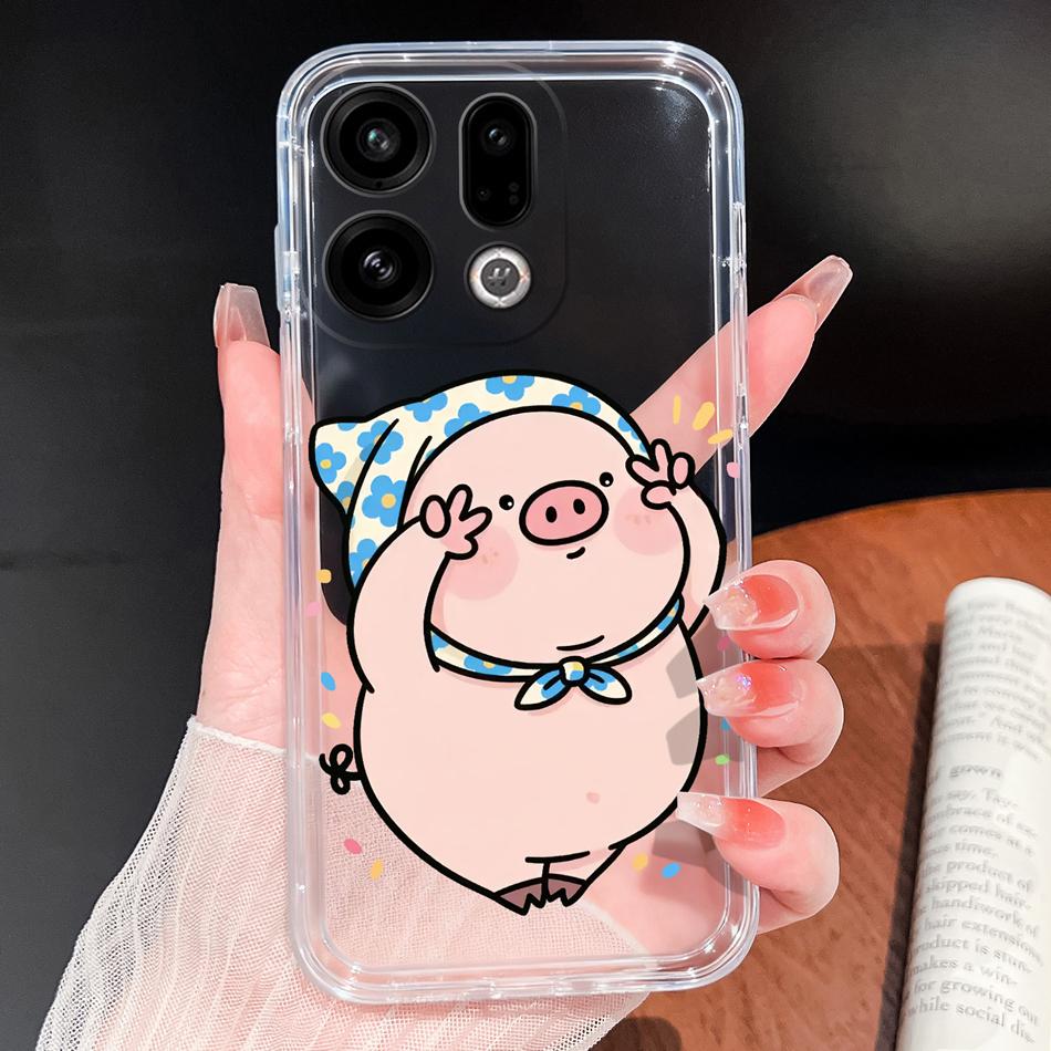 For Oppo Find X9 X8 X7 Pro Phone Cover Lovely Animal Cartoon Soft TPU Clear Silicone Case For Oppo Find X7 Ultra X 9 X 8 Bumper