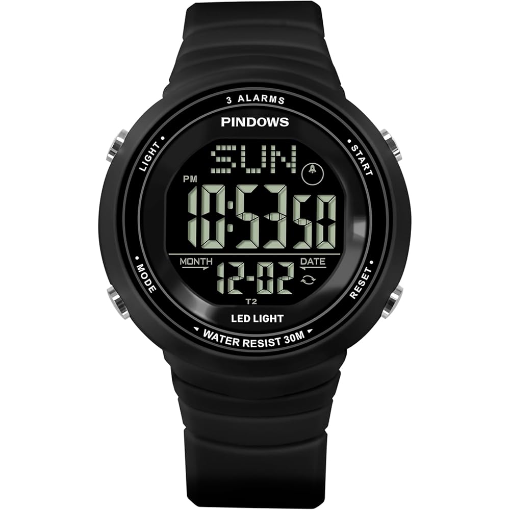 

PINDOWS Women s Digital Sports Watch 30m Waterproof LED Backlight 3 Alarms Stopwatch Countdown Timer