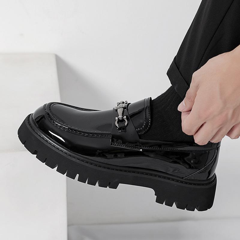 2025 large size shoes, teenagers big head shoes, one-pedal loafers, small thick-soled heightening leather shoes, men's shoes