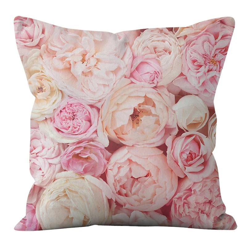 Rosa und schwarze geometrische Buchstaben bedruckte Sofakissenbezug Kissenbezug Heimdekoration Party Auto Bettwäsche