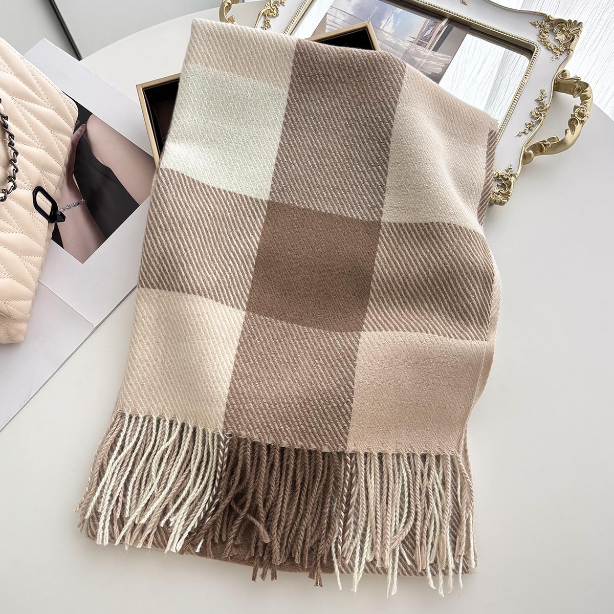 

Color Warm Thickened Scarf For Women 70*200CM Long Tassel Pashmina Shawl Faux Cashmere Warps Autumn Winter Blanket For Men