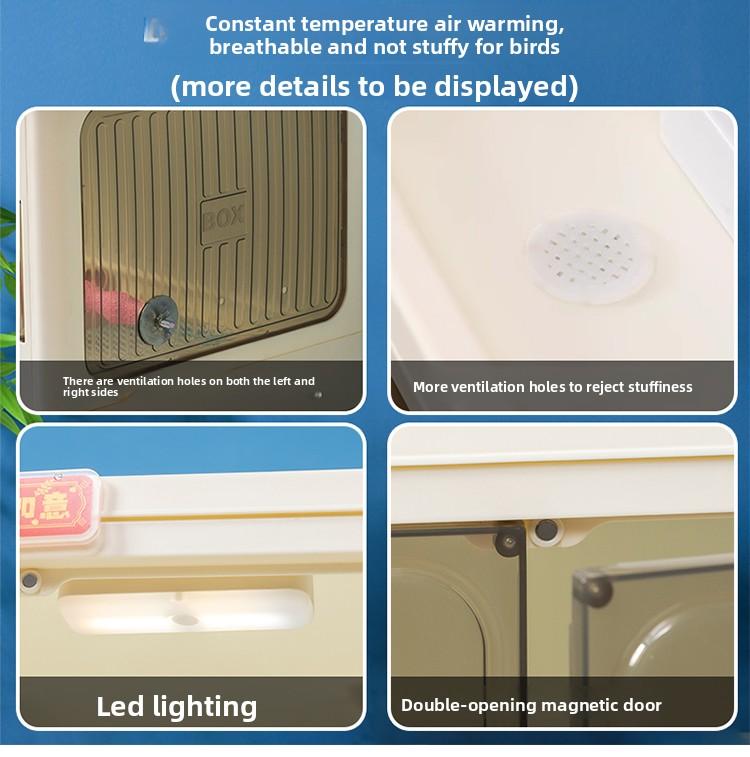 Parrot Brooder with Air Heating System Smart Constant Temperature Hand Rearing Incubator Winter Insulated Habitat for Young Bird
