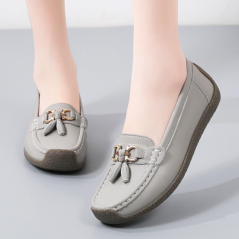 Women's Comfortable Loafers – Soft Sole Flat Shoes with Metal Buckle for Casual Daily Wear and Office Use Zapatos Para Mujer