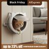 Magnetic Cat Flap Door 4 Locking Modes Bidirectional Opening Pet Automatic Door With Cat Ears Plastic Cat Entry Exit Door
